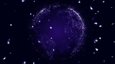 Gezegenin haritası. Dünya haritası. Küresel sosyal ağ. Geleceğe. Dünya gezegeninin mavi fütüristik geçmişi. 3d illüstrasyon.