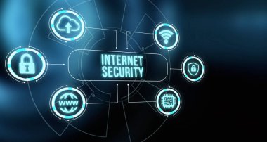 İnternet, iş, teknoloji ve ağ konsepti. Siber güvenlik veri koruması iş teknolojisi gizlilik kavramı.