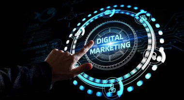 İş, Teknoloji, İnternet ve ağ konsepti. Dijital Pazarlama içerik planlama reklam stratejisi kavramı.