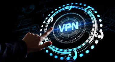 İş, Teknoloji, İnternet ve ağ konsepti. VPN ağ güvenliği internet gizlilik şifreleme kavramı.