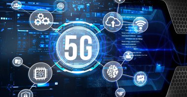 İnternet, iş, teknoloji ve ağ konsepti. 5G ağı konsepti, yüksek hızlı mobil internet, yeni nesil ağlar