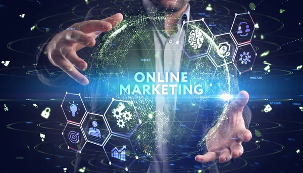 オンラインビジネスコンセプトのためのデジタルマーケティング技術ソリューション ビジネス テクノロジー インターネット ネットワークの概念 — ストック写真