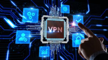 İş, Teknoloji, İnternet ve ağ konsepti. VPN ağ güvenliği internet gizlilik şifreleme kavramı.