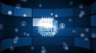İnternet, iş, teknoloji ve ağ konsepti. Nesnelerin interneti - IOT konsepti. İş adamı IOT ürünleri ve çözümler sunuyor