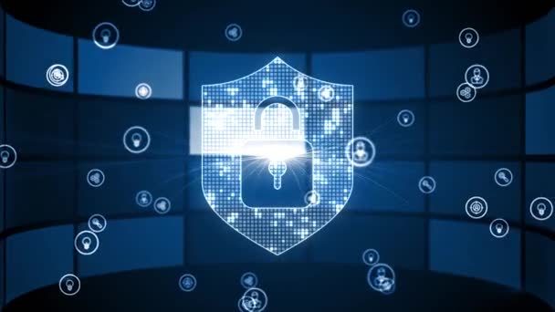 Internet Negocios Tecnología Concepto Red Seguridad Cibernética Protección Datos Negocio — Vídeo de stock