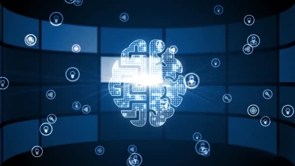 Интернет Бизнес Технология Сетевая Концепция Искусственный Интеллект Машинное Обучение Современные — стоковое видео