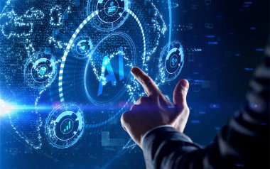 Yapay zeka ve yapay zeka kavramı. İş, modern teknoloji, İnternet ve ağ kurma kavramı.