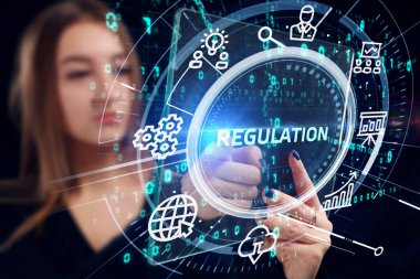 İş, Teknoloji, İnternet ve ağ konsepti. Düzenleme Uyum Kuralları Standart.