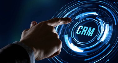 İnternet, iş, Teknoloji ve ağ kavramı. CRM Müşteri İlişkileri Yönetimi