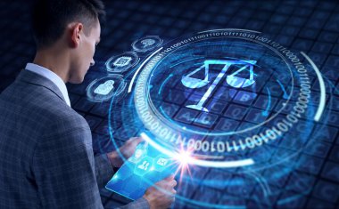 İş, Teknoloji, İnternet ve ağ konsepti. Çalışma Hukuku Avukatı.