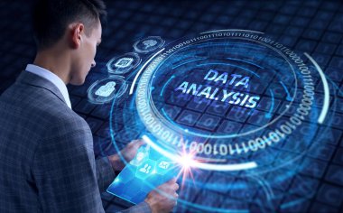 İş ve Finans Konsepti Veri Analizi. Dijital iş stratejisi için bilgi raporu. İş, teknoloji, İnternet ve ağ oluşturma kavramı