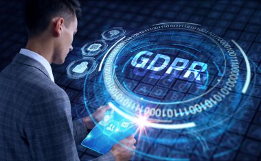İş, Teknoloji, İnternet ve ağ konsepti. GDPR Genel Veri Koruma Düzenlemesi.