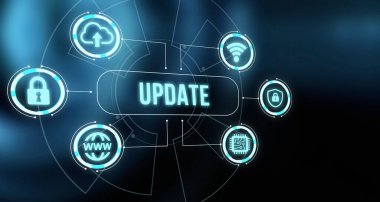İnternet, iş, teknoloji ve ağ konsepti. Yazılım bilgisayar programını güncelle