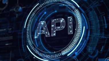 API - Uygulama Programı Arayüzü. Yazılım geliştirme aracı. İş, modern teknoloji, İnternet ve ağ kurma kavramı.