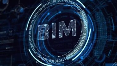 İş, teknoloji, internet ve şebeke kavramı. Geleceğin sanal ekranı ve yazıyı görüyor: BIM