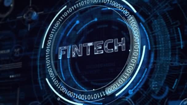 Fintech Koncept Finanční Technologie Fintech Virtuálním Displeji — Stock video