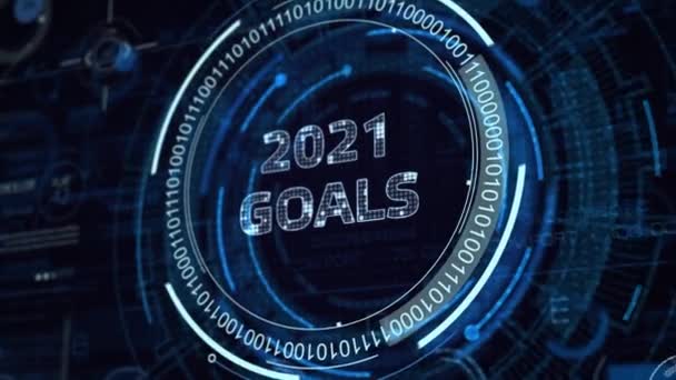 ビジネス テクノロジー インターネット ネットワークの概念 未来の仮想スクリーンと碑文 2021年の目標 — ストック動画