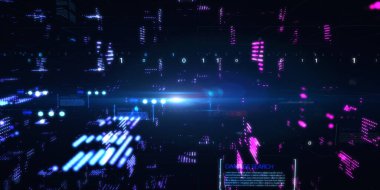 Soyut fütüristik, koyu mavi arka planda çokgen şekilli teknoloji. Dijital teknoloji konsepti tasarla. 3d illüstrasyon