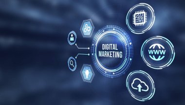 İnternet, iş, teknoloji ve ağ konsepti. Dijital Pazarlama içerik planlama reklam stratejisi kavramı.