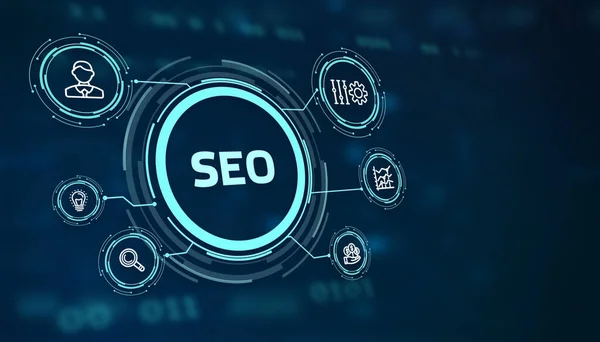 Концепція Бізнесу Технологій Інтернету Мережі Seo Пошукова Оптимізація Маркетингового Ранжування — стокове фото