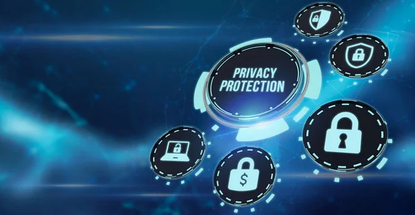 Internet Business Tecnologia Concetto Rete Cyber Security Protezione Dei Dati — Foto Stock