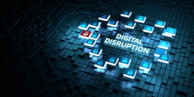 Siber güvenlik veri koruması iş teknolojisi gizlilik kavramı. Dijital bozulma