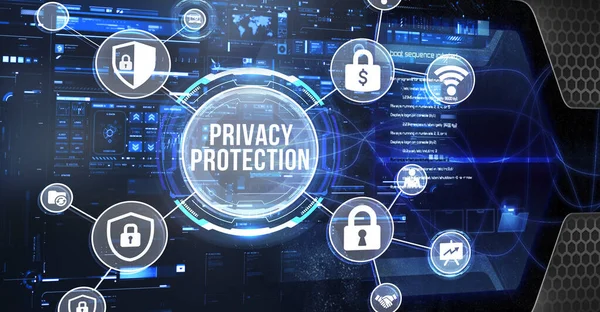 Internet Business Tecnologia Concetto Rete Cyber Security Protezione Dei Dati — Foto Stock