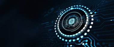 Nesnelerin interneti - IOT konsepti. İş adamı IOT ürünleri ve çözümler sunuyor. 