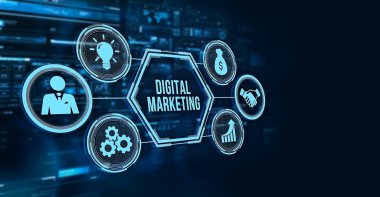 İnternet, iş, teknoloji ve ağ konsepti. Dijital Pazarlama içerik planlama reklam stratejisi kavramı.