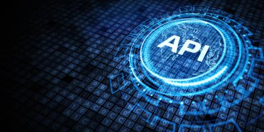 API - Uygulama Programı Arayüzü. Yazılım geliştirme aracı. İş, modern teknoloji, İnternet ve ağ kurma kavramı. 