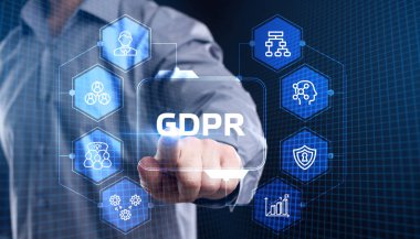 İş, Teknoloji, İnternet ve ağ konsepti. GDPR Genel Veri Koruma Düzenlemesi.