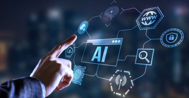 İnternet, iş, teknoloji ve ağ konsepti. Yapay zeka ve yapay zeka kavramı