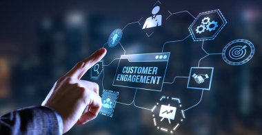 İnternet, iş, teknoloji ve ağ konsepti. Yazıyı gösterir: CUSTOMER İSTİYONU