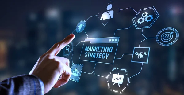 Internet Biznes Technologia Koncepcja Sieci Koncepcja Strategii Marketingu Cyfrowego — Zdjęcie stockowe