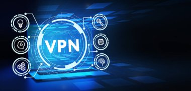 İş, Teknoloji, İnternet ve ağ konsepti. VPN ağ güvenliği internet gizlilik şifreleme kavramı.