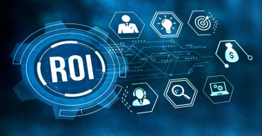 İnternet, iş, teknoloji ve ağ konsepti. ROI Yatırım finansal büyüme kavramına dönüş