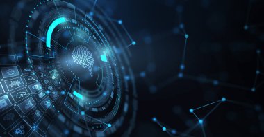 Yapay zeka (yapay zeka), makine öğrenme ve modern bilgisayar teknolojileri kavramları. İş, Teknoloji, İnternet ve ağ kavramı. 