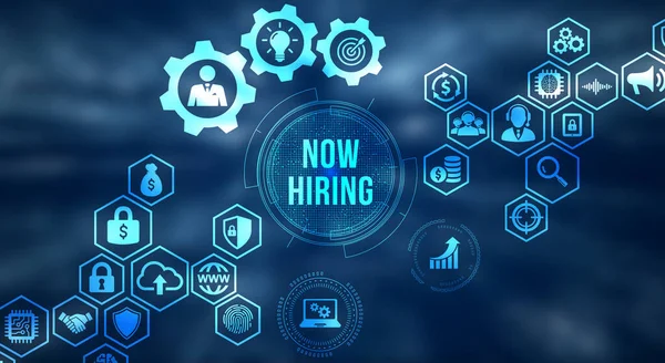 Internet Business Technology Network Concept Now Hiring Επιγραφή Σύγχρονη Τεχνολογία — Φωτογραφία Αρχείου