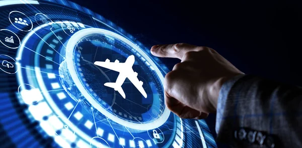Бизнес Технологии Интернет Сетевая Концепция Концепция Путешествия Самолетами — стоковое фото