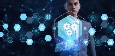 İş, Teknoloji, İnternet ve ağ konsepti. Otomasyon Yazılım Teknolojisi Süreç Sistemi.