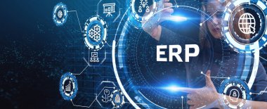 İş, Teknoloji, İnternet ve ağ konsepti. Enterprise Resource Planlama ERP şirket yönetimi.