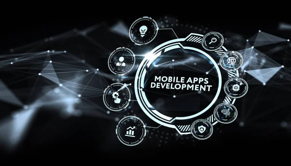 Inscription Mobile Apps Development Virtual Display 클라우드 — 스톡 사진