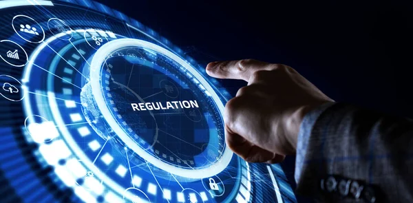 Negocios Tecnología Internet Concepto Red Regulación Normas Cumplimiento Norma Ley — Foto de Stock