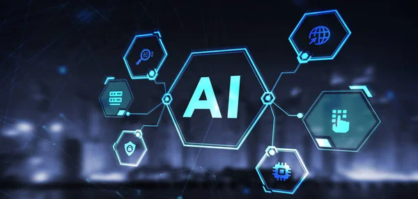 Yapay zeka ve yapay zeka kavramı. İş, modern teknoloji, İnternet ve ağ kurma kavramı. 