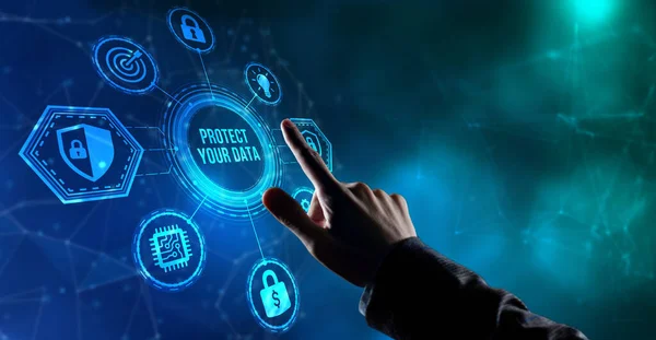Internet Negocios Tecnología Concepto Red Seguridad Cibernética Protección Datos Negocio — Foto de Stock