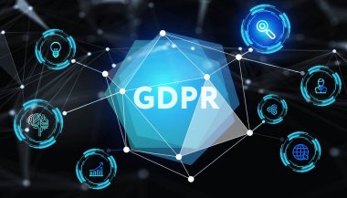 İş, Teknoloji, İnternet ve ağ konsepti. GDPR Genel Veri Koruma Düzenlemesi.