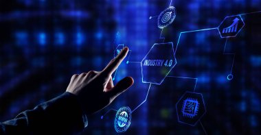 İnternet, iş dünyası, teknoloji ve ağ kavramı. Endüstri 4.0 Bulut hesaplama, fiziksel sistemler, IOT, bilişsel bilgisayar endüstrisi.