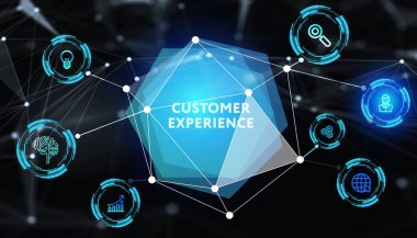 CUSTOMER Deneysel Yazı, Sosyal Ağ Konsepti. İş, Teknoloji, İnternet ve ağ kavramı.