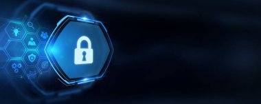 Siber güvenlik veri koruması iş teknolojisi gizlilik kavramı. 