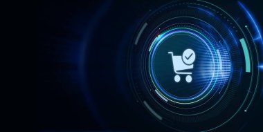 İş, Teknoloji, İnternet ve ağ konsepti. Otomobil internet mağazası çevrimiçi e-ticaret konseptine ekle.